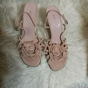 Pink suede heels